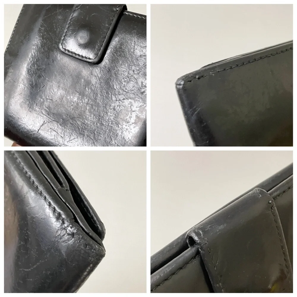 Gucci black distressed leather G logo Tom Ford era compact wallet - Picture 4 of 10